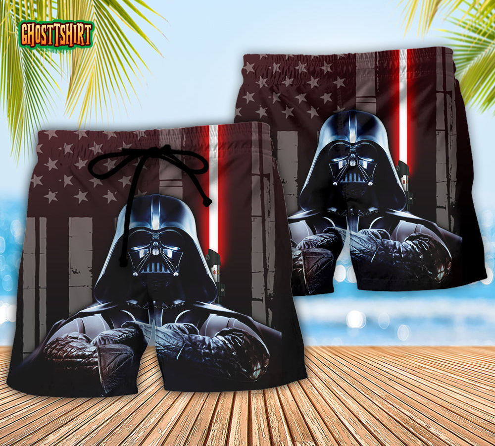 Sw Darth Vader American Flag Hawaiian Beach Short