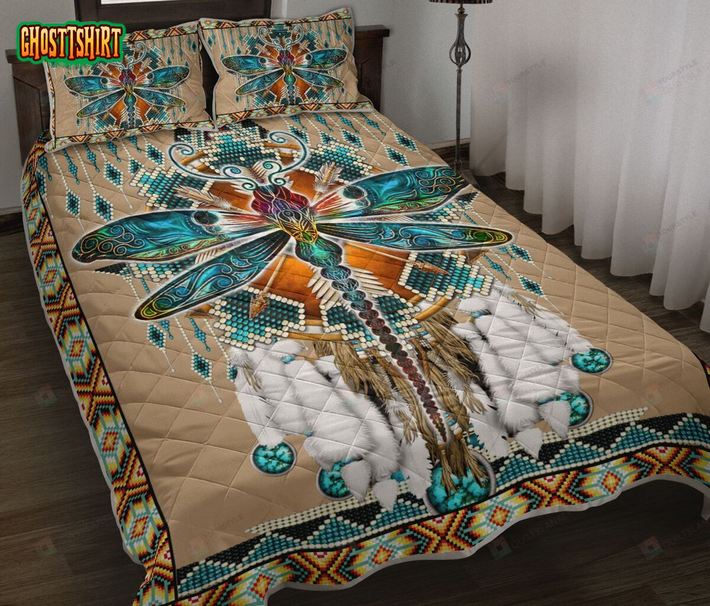 Dragonfly Native American Dreamcatcher Quilt Bedding Set