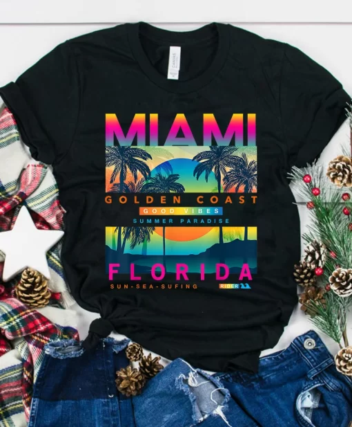 Cool Miami Beach T-shirt, I Love Miami, Miami Graphic Design Funny Unisex T Shirt