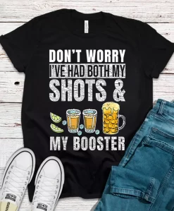 Don't Worry I've Had Both My Shots And Booster funny vacine Funny Cartoon Colorful Unisex T Shirt