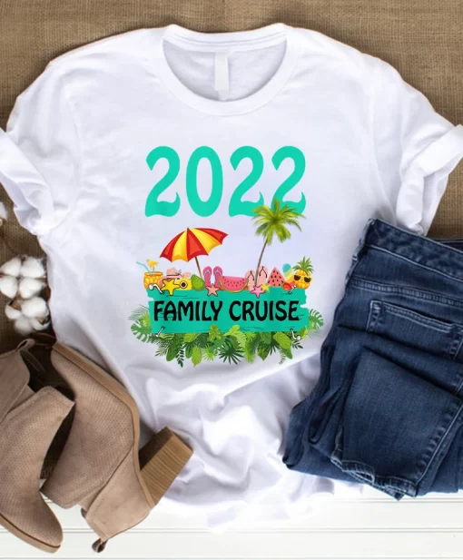Family Cruise 2022 Vacation Holiday Funny Cartoon Colorful Unisex T Shirt
