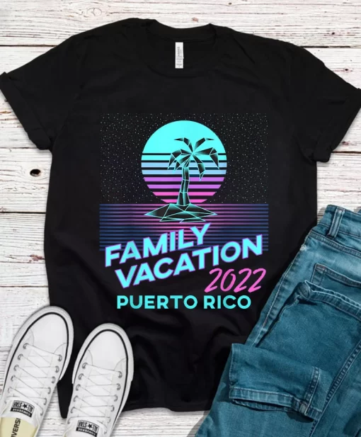 Puerto Rico Family Vacation 2022 Retro Matching Family Colorful Unisex Custom T Shirt