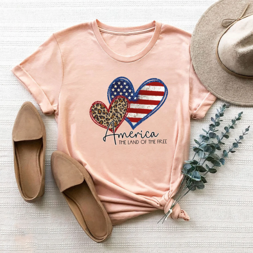 America Flag Heart T-Shirts, Freedom Usa T Shirt, 4th Of July Tee, Independence Shirt