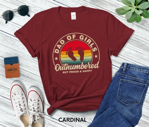 Dad Of Girls Outnumbered T-Shirt, Funny Dad Shirt, Vintage Father Of Girl Shirt