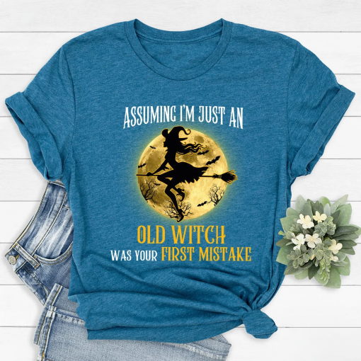 Halloween Shirt, Cute Halloween T Shirt, Old Lady Witch T Shirt, Funny Broomstick Shirts
