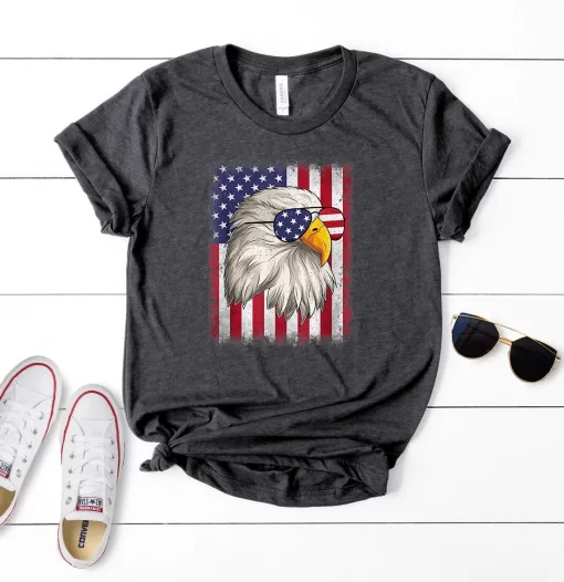 Patriotic Eagle with Sunglasses Shirt, 4th of July Shirts, Eagle Shirt