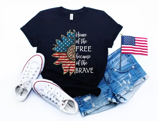 Patriotic Sunflower Shirt, 4th of July Matching Shirt, Independence Day Shirt