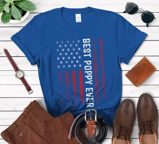 Personalized Best Poppy Ever Shirt For Men American Flag Vintage T-shirt