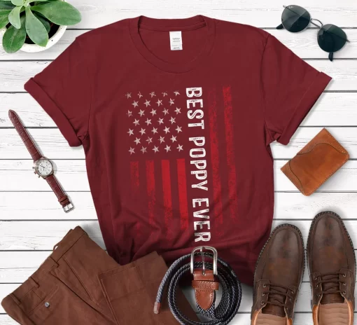 Personalized Best Poppy Ever Shirt For Men American Flag Vintage T-shirt