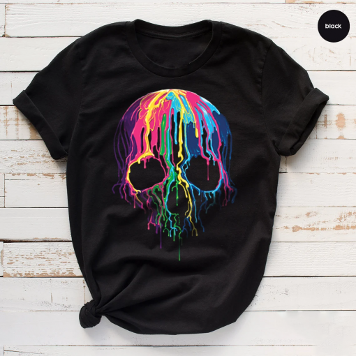 Skulls T Shirt, Colored Skulls Shirt, Pastel Goth Clothing, Goth T Shirt