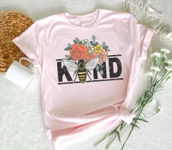 Bee Kind Tshirt, Floral Kindness Shirt, Retro Bee Shirt
