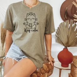 Cat Yoga Tshirt, Funny Cat Shirt, Keep Calm T-Shirt