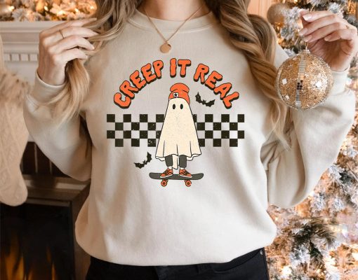 Creep It Real Ghost Boy Vintage Retro Halloween Fall Season T-Shirt