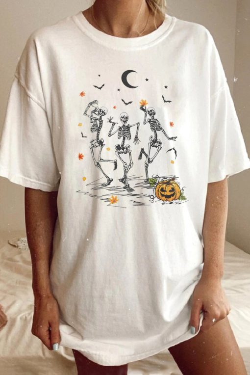 Dancing Skeleton Crewneck Halloween T-Shirt