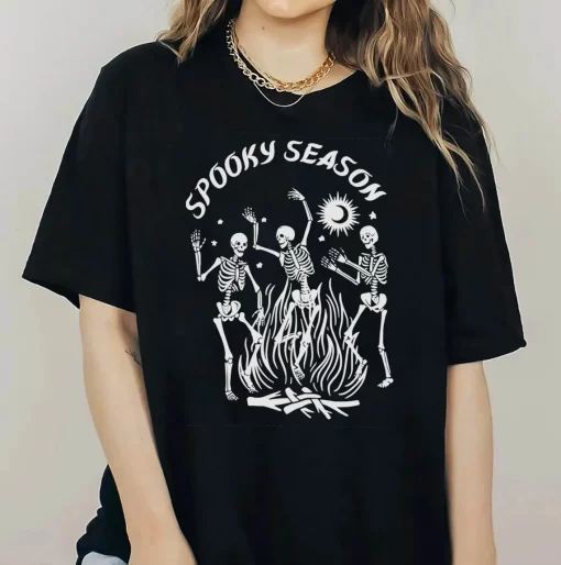 Dancing Skeleton Spooky Season Halloween T-Shirt