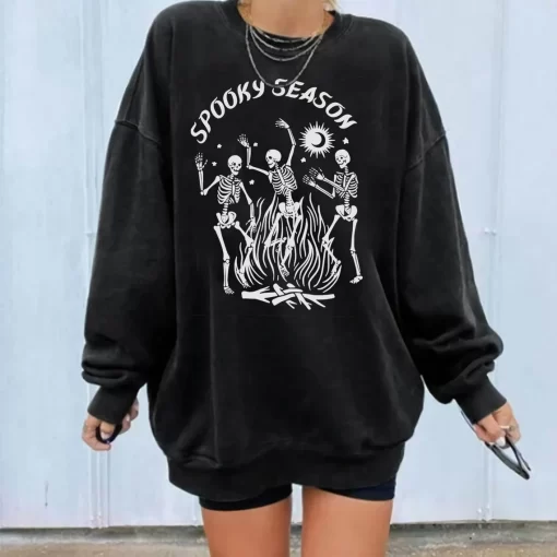 Dancing Skeleton Spooky Season Halloween T-Shirt