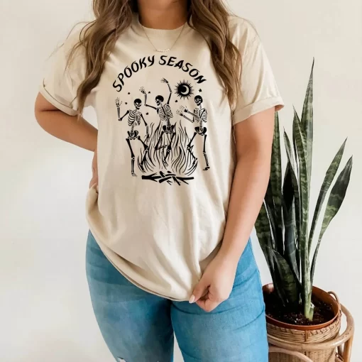 Dancing Skeleton Spooky Season Halloween T-Shirt