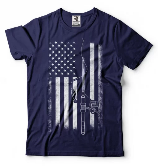 Fishing T shirt USA Fishing Flag Gift, Fishing Shirts, Fathers Day Gift