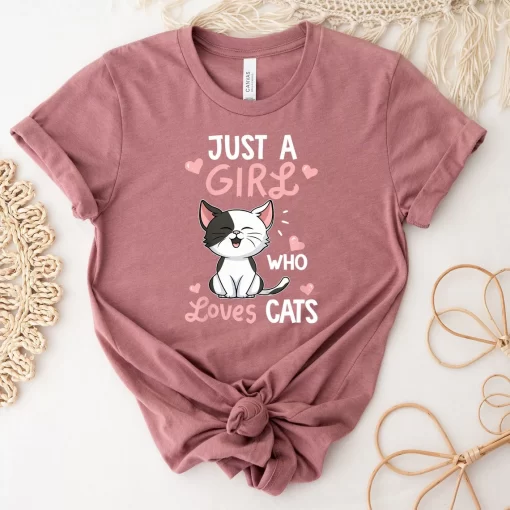 Just A Girl Who Loves Cats T-Shirt, Funny Cat Shirt