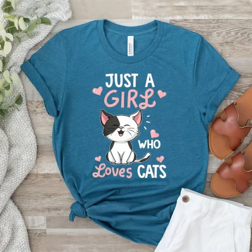 Just A Girl Who Loves Cats T-Shirt, Funny Cat Shirt