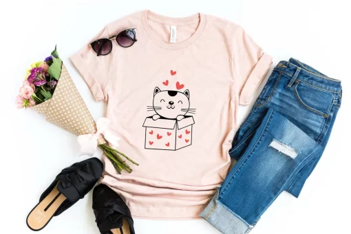 Kitty In A Box Shirt, Cute Cat Shirt, Cat Person Shirt, Valentine’s Day Shirt