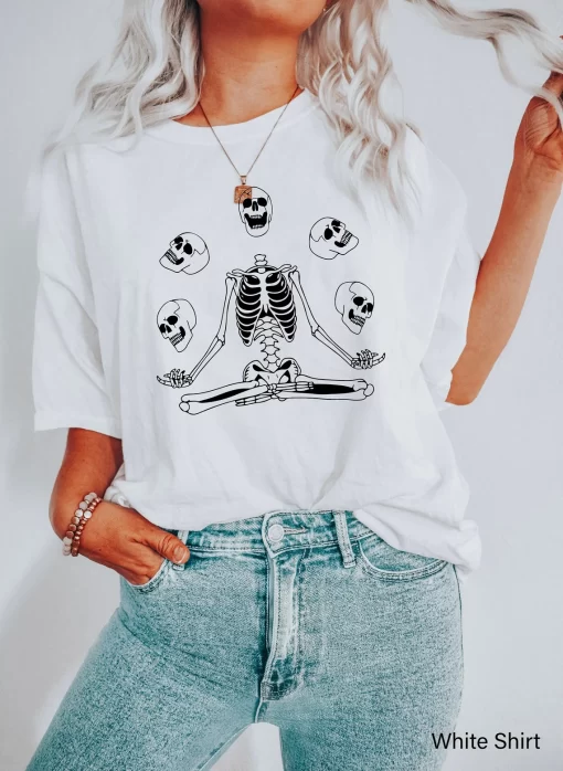 Skeleton Meditation Halloween T-Shirt