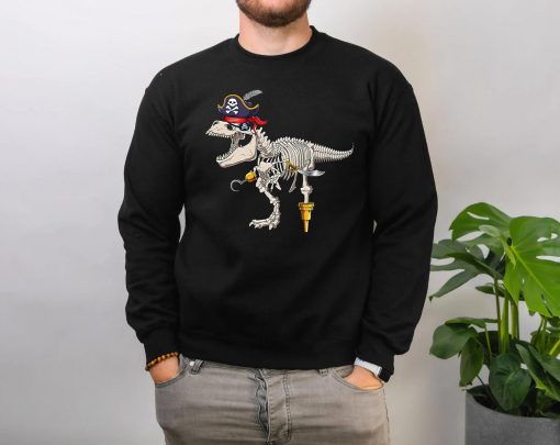 Skeleton T-Rex Dinosaur Pirate Trick or Treat Halloween T-Shirt