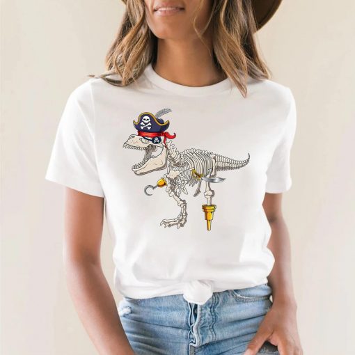 Skeleton T-Rex Dinosaur Pirate Trick or Treat Halloween T-Shirt