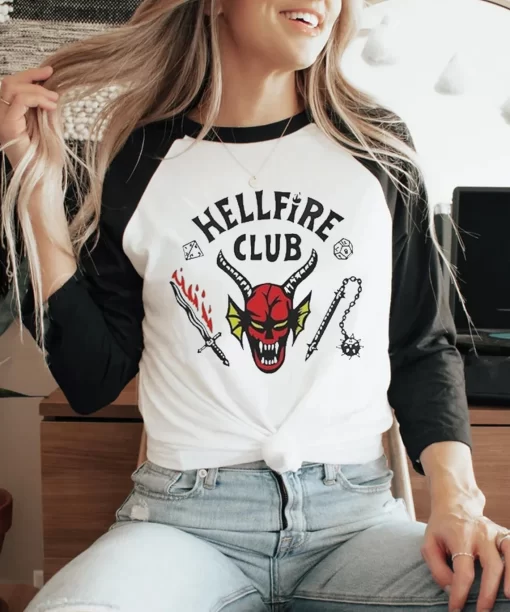Stranger Things 4 Hellfire Club Skull & Weapons Long Sleeve Shirt