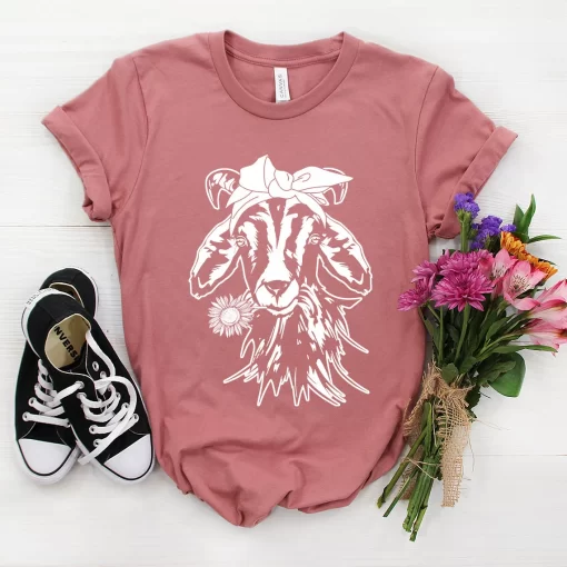 Sunflower Goat T-Shirt, Farm Girl Shirt, Animal Lover
