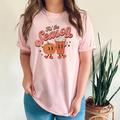 Tis The Season Pumpkin Spice Funny Fall Vibes Autumn Retro T-Shirt