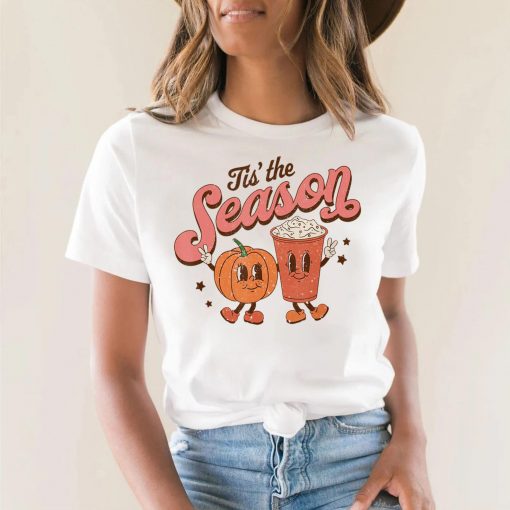 Tis The Season Pumpkin Spice Funny Fall Vibes Autumn Retro T-Shirt