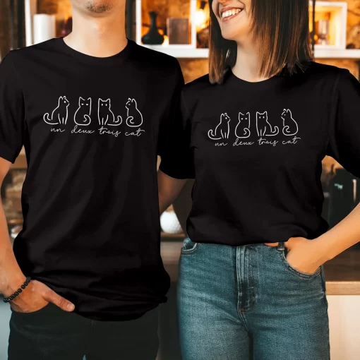 Un Deux Trois Cat T-Shirt, Cat Lovers Gift