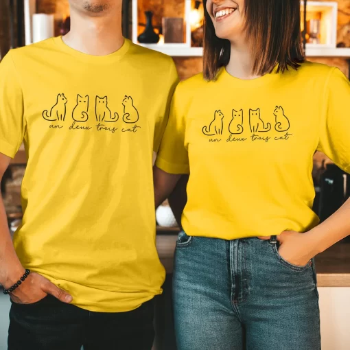 Un Deux Trois Cat T-Shirt, Cat Lovers Gift