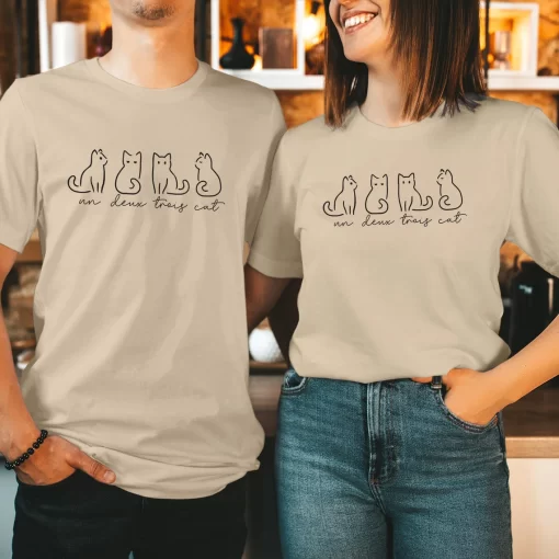 Un Deux Trois Cat T-Shirt, Cat Lovers Gift