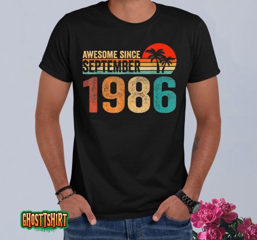 36th Birthday Gift 36 Year Old Awesome Since September 1986 T-Shirt
