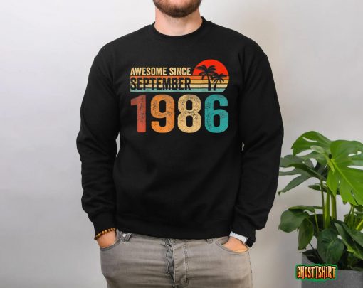 36th Birthday Gift 36 Year Old Awesome Since September 1986 T-Shirt