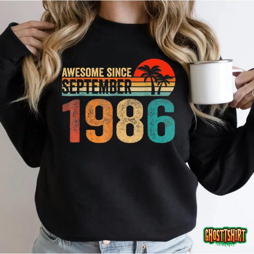 36th Birthday Gift 36 Year Old Awesome Since September 1986 T-Shirt