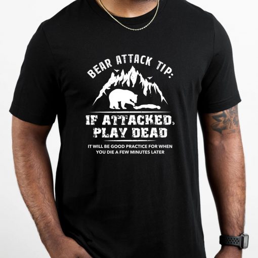 Bear Attack Tip Camping Hiking Outdoor Travel Funny Vintage T-Shirt