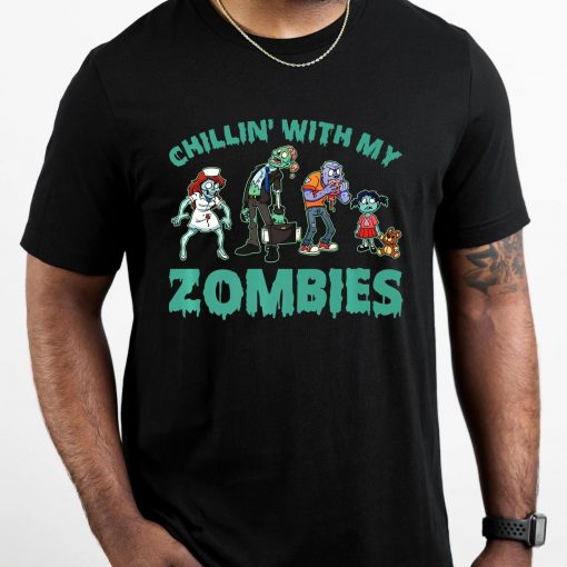 Chillin With My Zombies Halloween Boys Kids Funny Premium T-Shirt