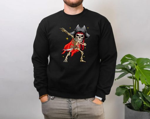 Dabbing Skeleton Pirate Halloween Kids Jolly Roger T-Shirt