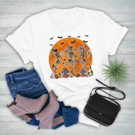 Dancing Skeleton Fall Halloween T-Shirt