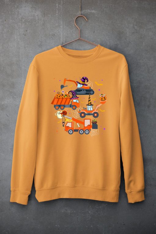 Halloween Crane Truck Construction Pumpkin Toddler Kids T-Shirt