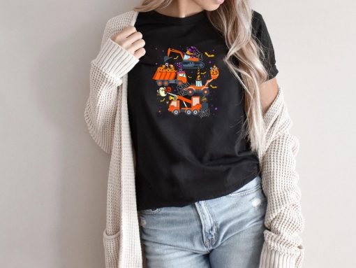 Halloween Crane Truck Construction Pumpkin Toddler Kids T-Shirt