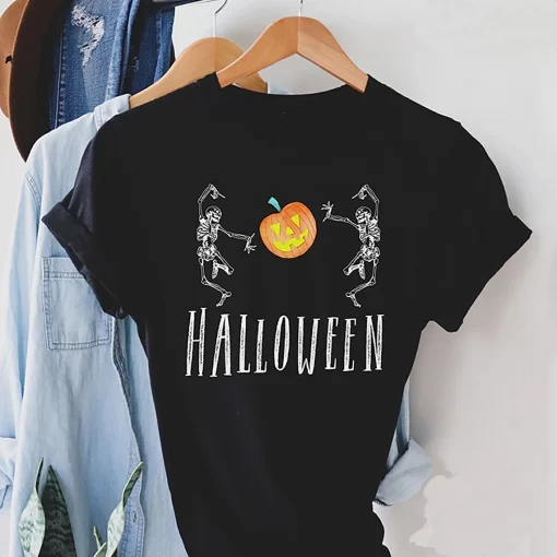 Halloween Dancing Skeletons With Jack O’ Lantern T-Shirt