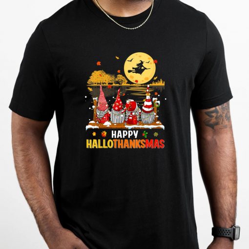 Halloween Gnomes Happy HalloThanksMas Thanksgiving Christmas T-Shirt