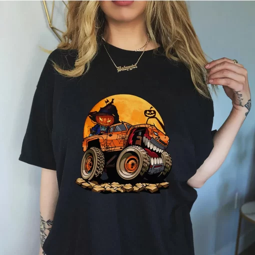 Halloween Jack O Lantern Monster Truck Toddler Boys Kids T-Shirt