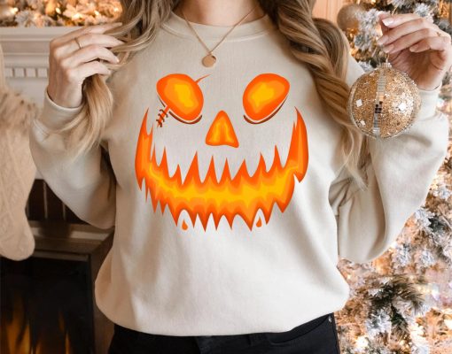 Halloween Scary Evil Pumpkin Funny Pumpkin Head T-Shirt