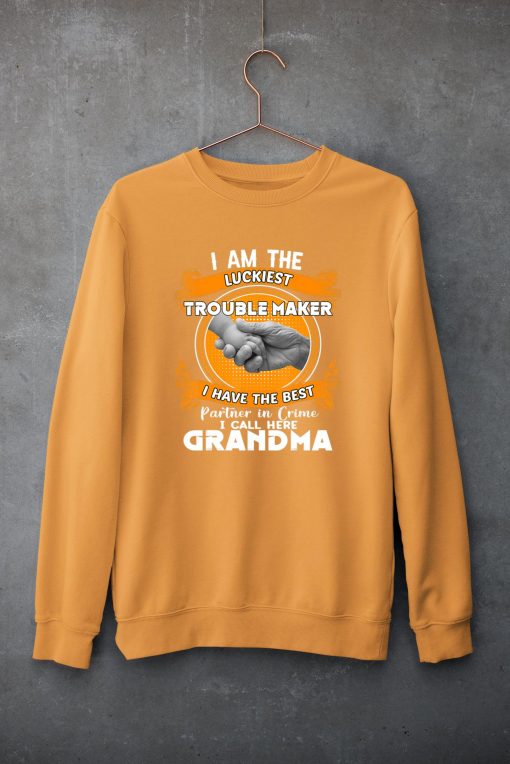 I Am The Luckiest Trouble Maker I Call Her Grandma Gifts T-Shirt