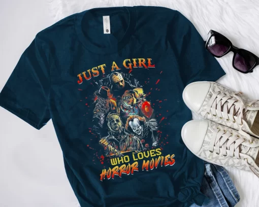 Just A Girl Who Loves Horror Movies Halloween T-Shirt